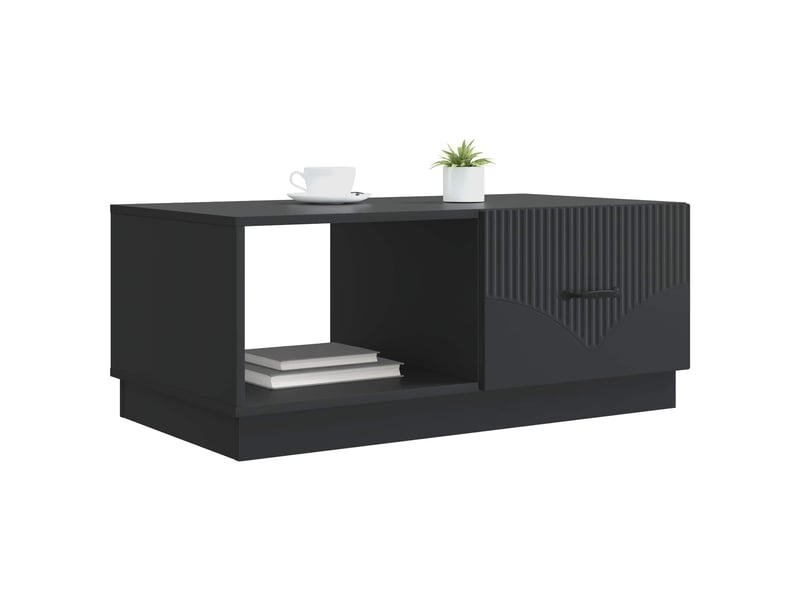  Table basse - table de salon - table à thé noir 90 x 50 x 37 cm bois d'ingénierie  - Conforama C