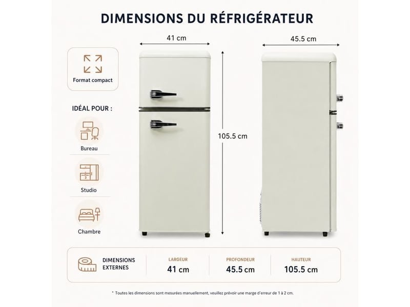  Réfrigérateur congélateur 92l - blanc rétro  - Conforama C