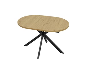 Table à manger extensible 120-160x80 cm plateau ovale coloris bois naturel