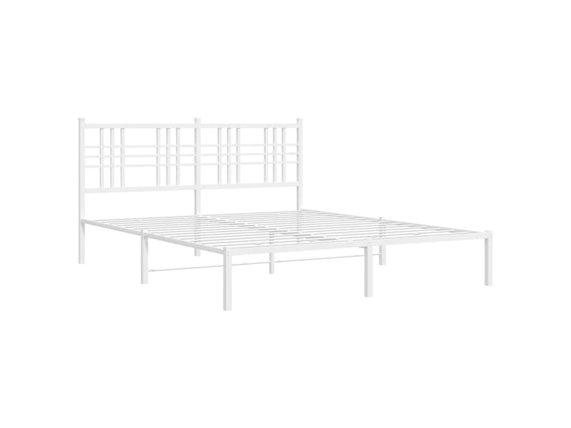  Lit adulte, lit double, cadre de lit métal sans matelas et tête de lit blanc 150x200cm cf9875  - Conforama C