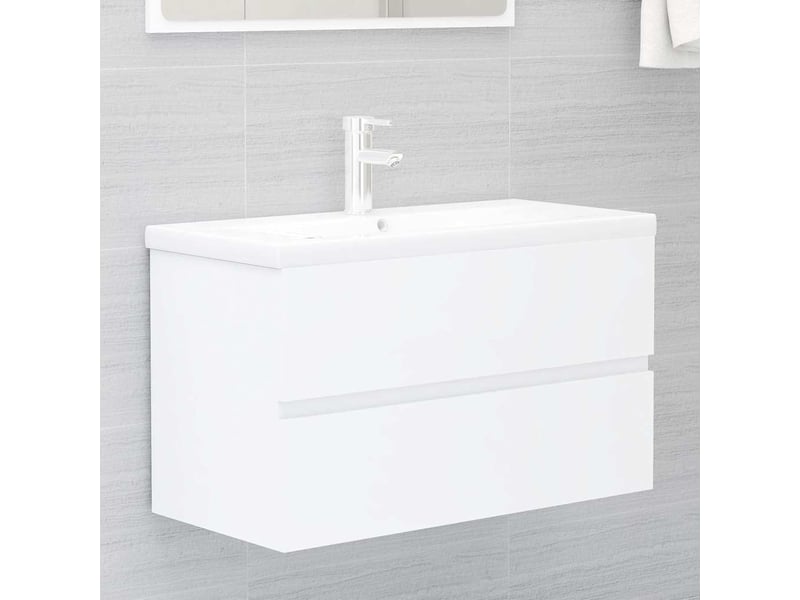  Armoire d'évier avec lavabo intégré blanc bois d'ingénierie shl3670  - Conforama B