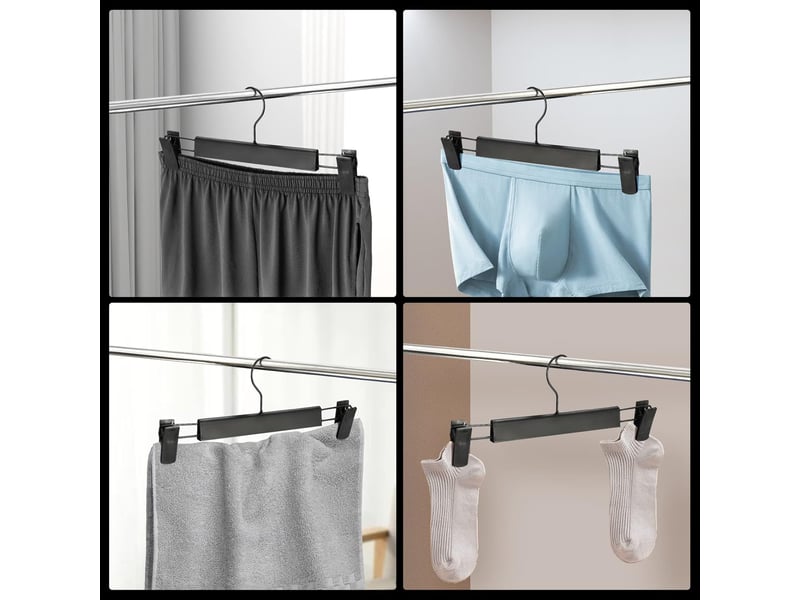  Lot de 10 cintres premium avec clips réglables – antidérapants, chrome  - Conforama B