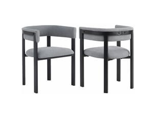 Lot de 2 chaises de salle à manger gris en tissu chenille avec dossier enveloppant