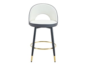 Tabourets de bar pivotants 360° – lot de 2, assise gris foncé et blanc pu rembourrée, confortables pour bar et cuisine