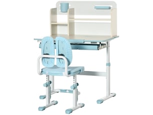 Ensemble bureau et chaise pour enfants hauteur réglable et plateau inclinable 0-60° table bleu 80 x 52 x 88-109 cm
