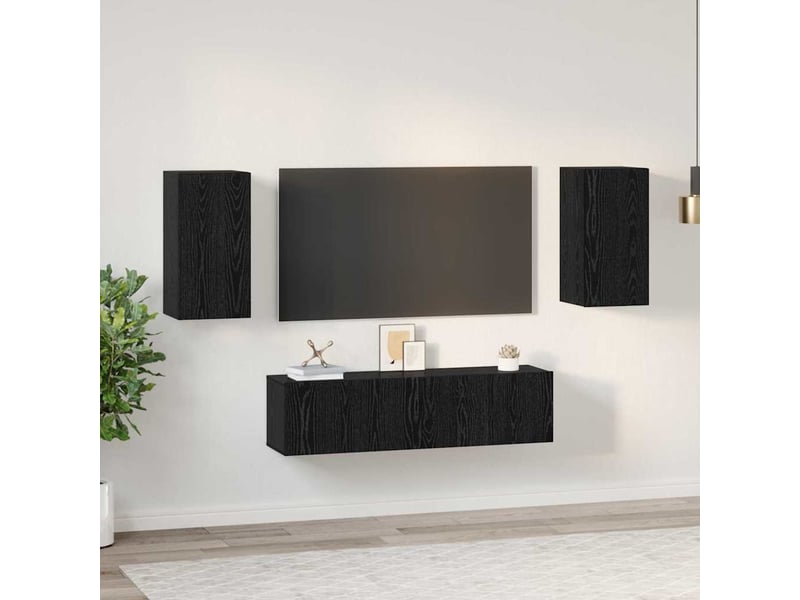  Ensemble meuble tv - banc tv - meuble de rangement chêne noir bois d'ingénierie  - Conforama D