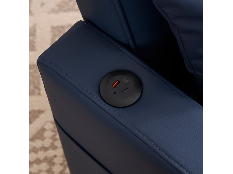 Canapé convertible 1 place avec dossier réglable, poche latérale et structure en bois et métal, bleu  - Conforama E