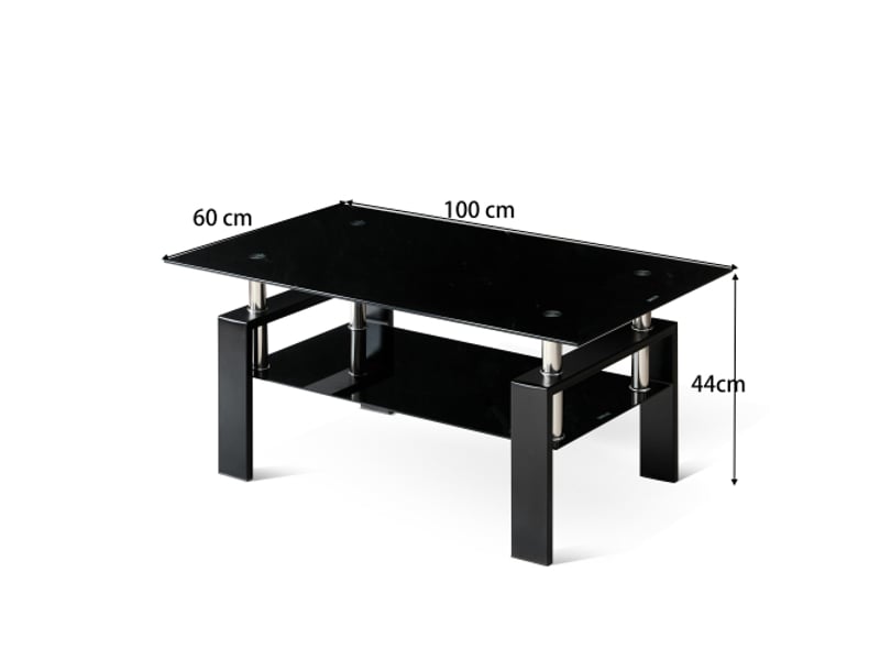 Table basse en verre trempé noir - design moderne et élégant pour salon - Conforama C