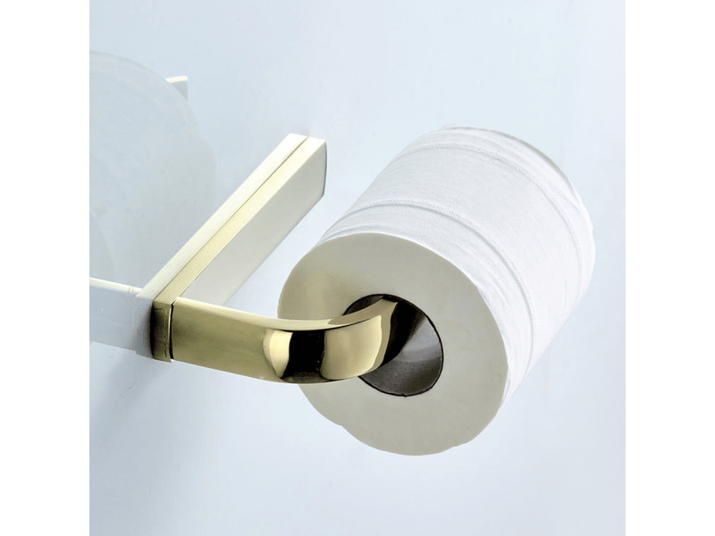  Porte-papier toilette mural, adapté à la salle de bain, à la cuisine, au bureau, etc., 195 x 88 x 26 mm (doré)  - Conforama C