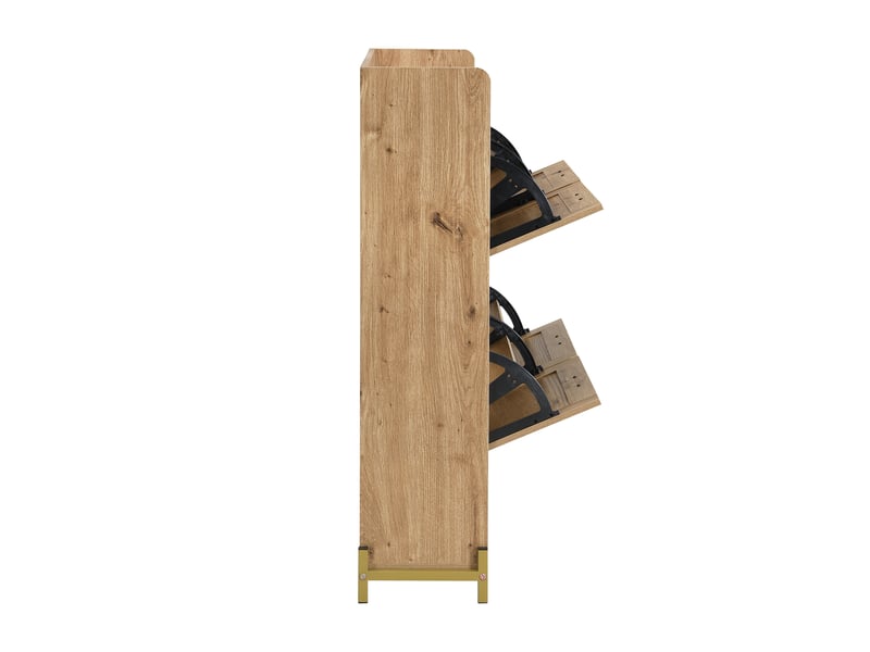  Meuble à chaussures élégant en bois avec portes en rotin, 4 portes, cadre métal et étagère supérieure pour rangement organisé  - Conforama D