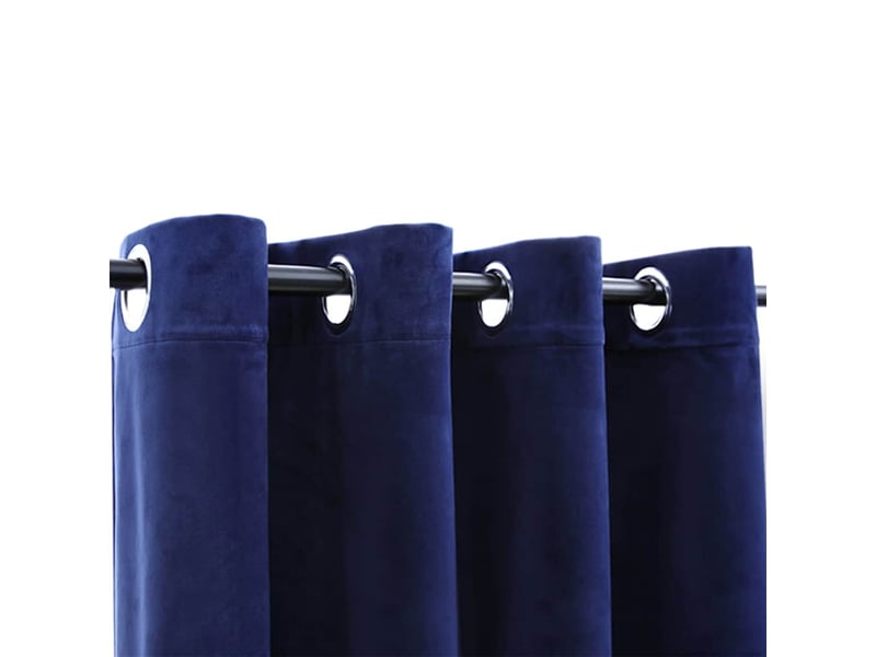  Lot de 2 rideaux occultants, rideaux black-out et anneaux velours bleu foncé 140x225cm cf44918  - Conforama C