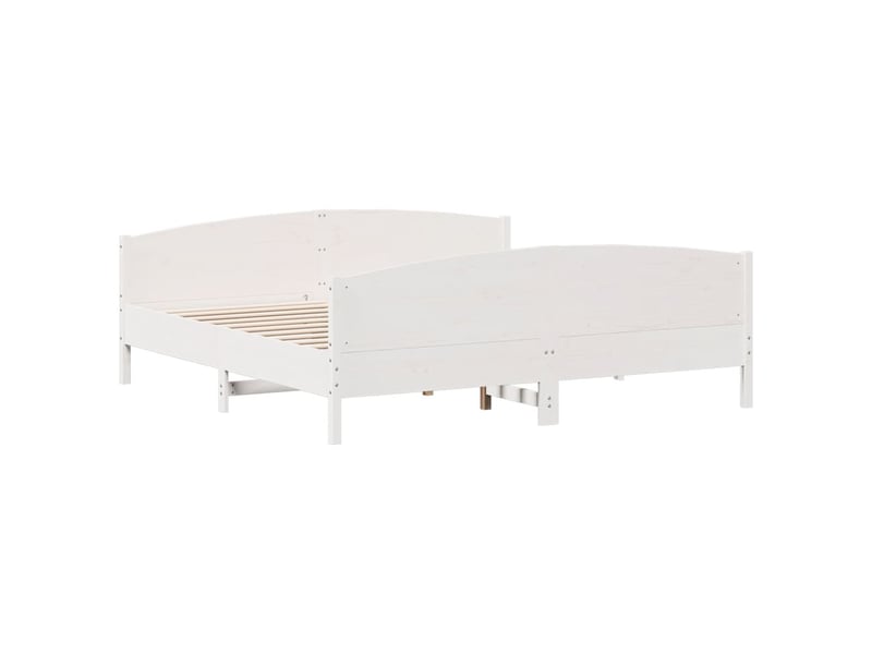  Lit double- lit adulte -  cadre de lit sans matelas blanc 180x200 cm bois massif de pin  - Conforama B
