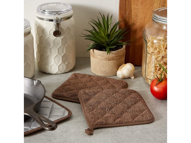 Lot de 5 maniques de cuisine résistantes à la chaleur - dessous de plat pour four - maniques en tissu éponge - pour la cuisson et la pâtisserie(noir) - Conforama D