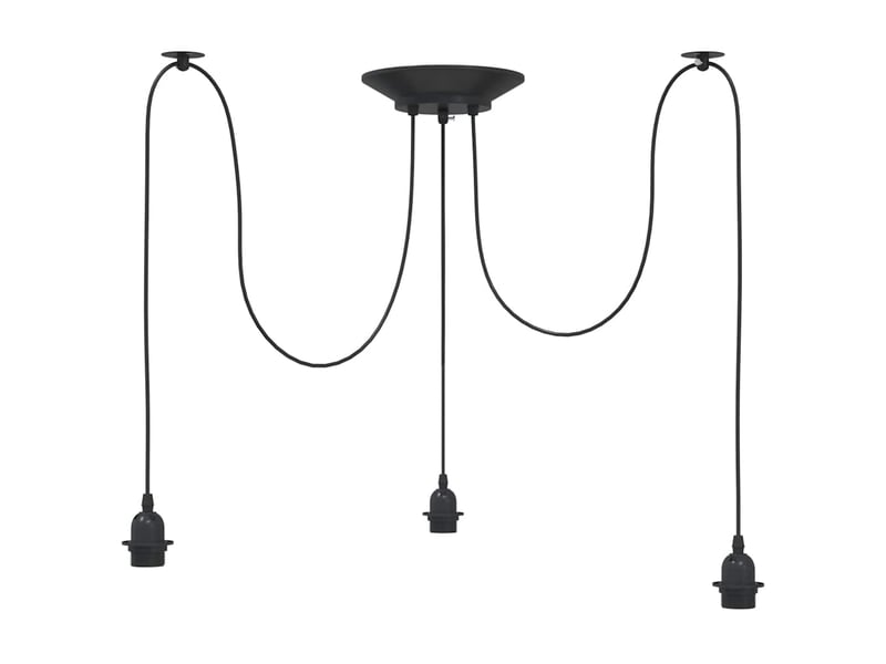 Lampe suspendue, suspension luminaire avec 3 porte-lampes e27 noir métal - Conforama E