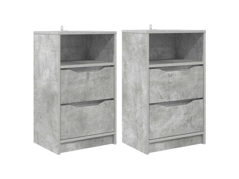  Tables de chevet avec tiroir 2 pièces gris béton 40 x 30 x 467 cm  - Conforama A