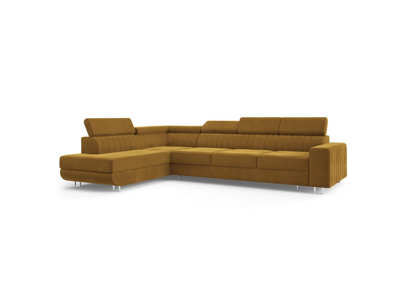  Canapé d'angle hestion, velours jaune  - Conforama A