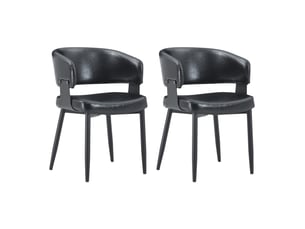 Lot de 2 chaises de salle à manger,similicuir et tissu à motifs,noires