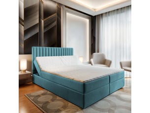 Lit avec rangement 160x200 cm <strong>MASSENO</strong> <strong></strong> coloris bleu