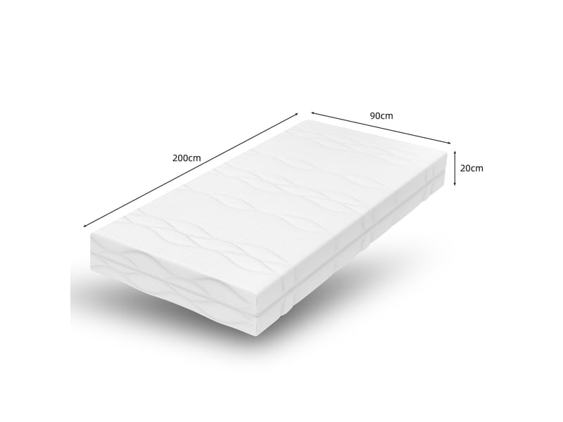  Matelas à ressorts ensachés tcqpz 90 x 200 cm h3 7 zones 20 cm mousse blanc et gris  - Conforama C