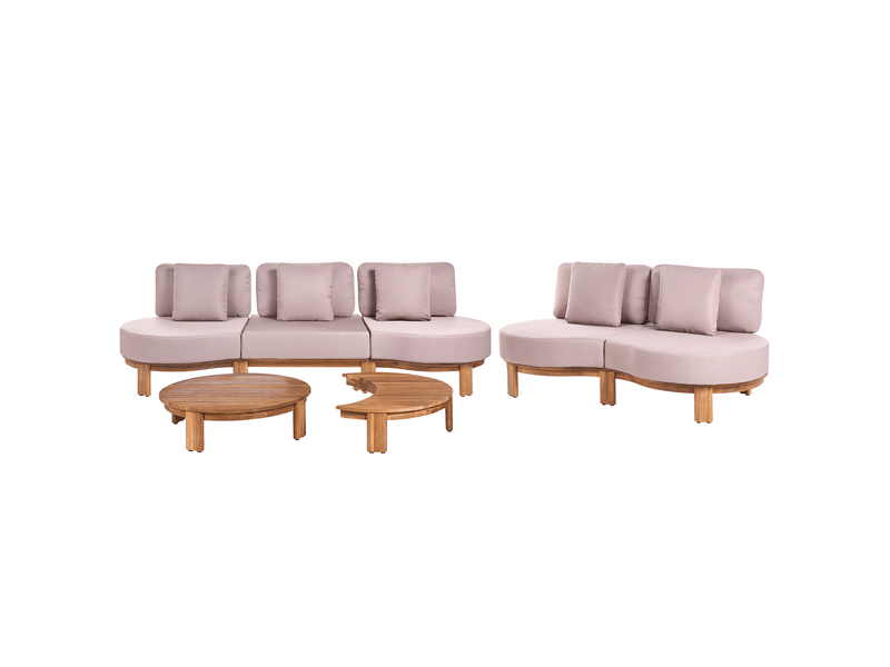  Canapé de jardin avec table 5 places arzello acacia marron clair  - Conforama A