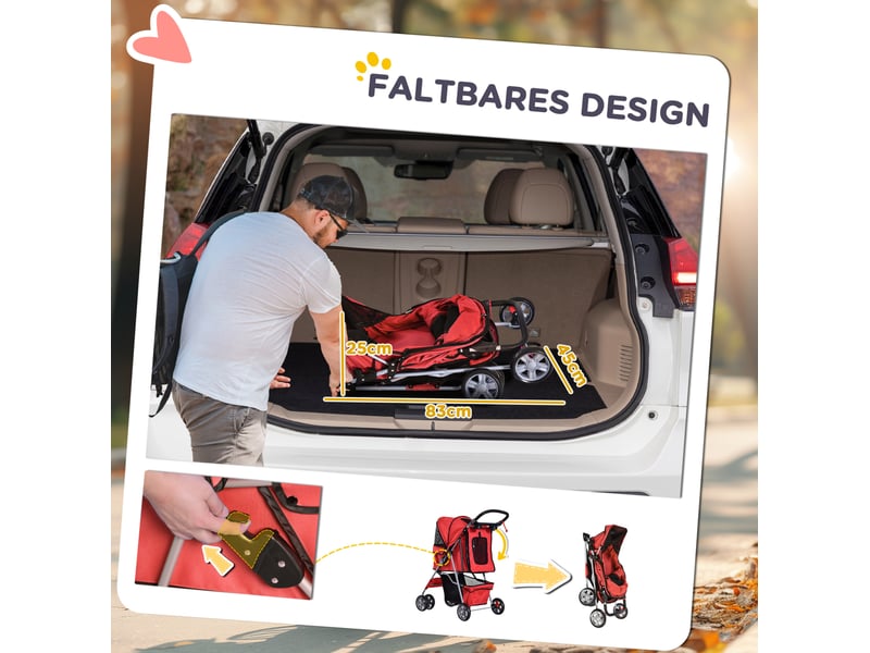 Poussette 75x45x97 cm pliable rouge - Conforama D