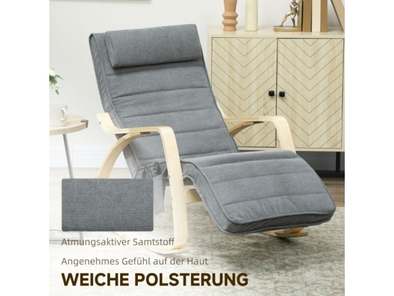  Fauteuil à bascule massant gris avec chauffage lombaire, 3 modes et revêtement en tissu  - Conforama B