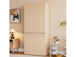 Armoire à 2 portes avec penderie et rangement bas, style moderne, pour chambre, bois naturel, 70 × 40 × 170 cm