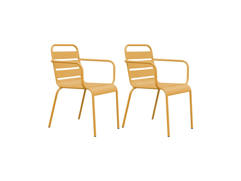  Lot de 2 chaises de jardin en métal moutarde avec accoudoirs - baca  - Conforama A