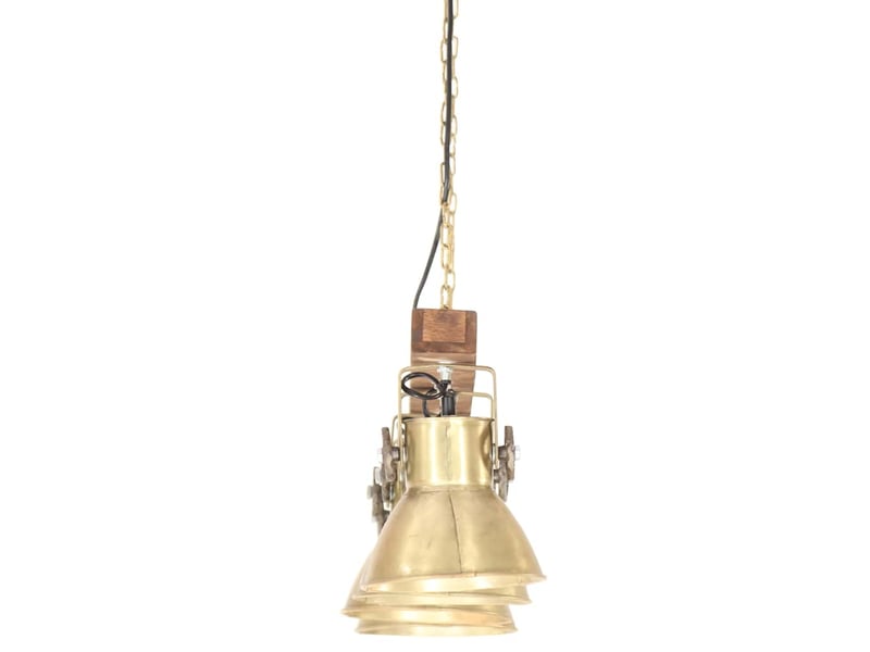  Plafonnier industriel, lampe plafond laiton e27 bois de manguier  - Conforama E