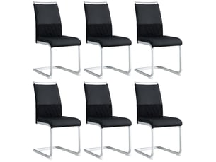 Lot de 6 chaises de salle à manger,42x45x95 cm,pu et lin,noir