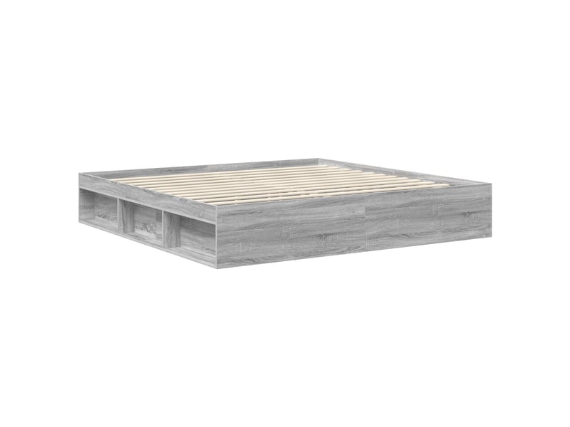  Lit double- lit adulte -  cadre de lit gris sonoma 200 x 200 cm bois de pin massif  - Conforama D
