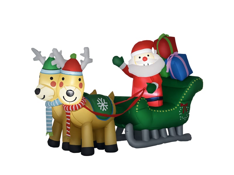  Père noël gonflable, décoration de noël gonflable, avec souffleur, pour une utilisation intérieure et extérieure, blanc et or  - Conforama A