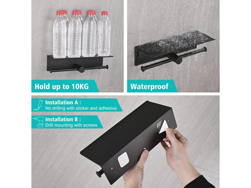 Porte papier toilette, double support papier toilette avec étagère rangement spacieuse - Conforama D