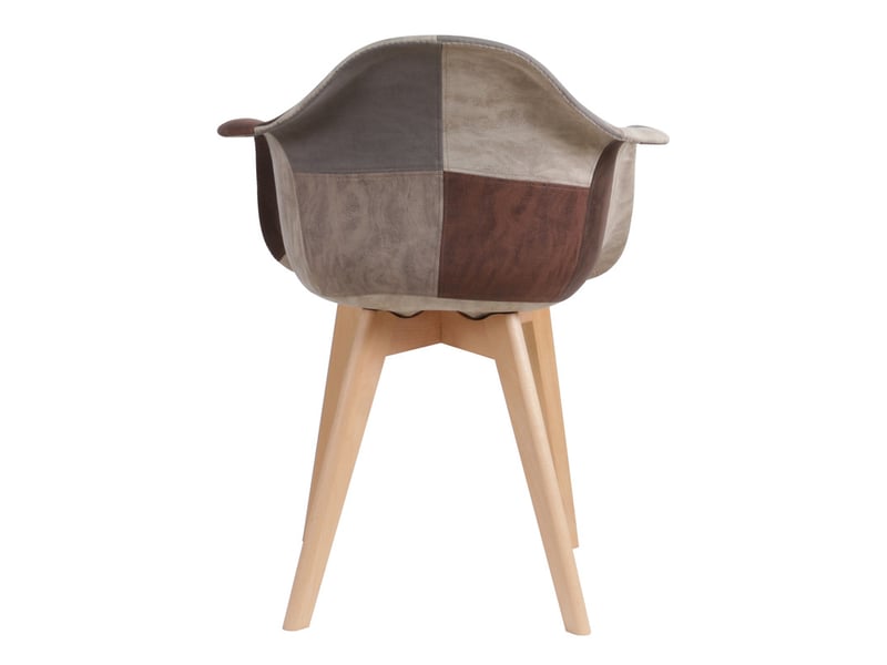  Chaises patchwork vintage (lot de 2) - pieds en bois massif - chaises de salle à manger et de salon (marron)  - Conforama C