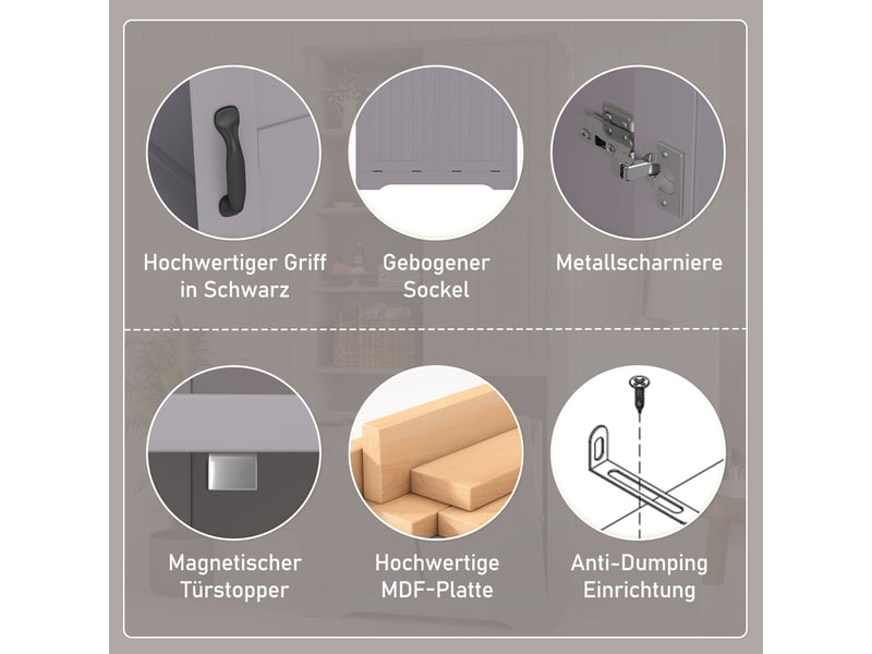  Colonne de salle de bain grise en mdf 78 × 35 × 172,7 cm, double panier à linge, étagères réglables et rangements  - Conforama C