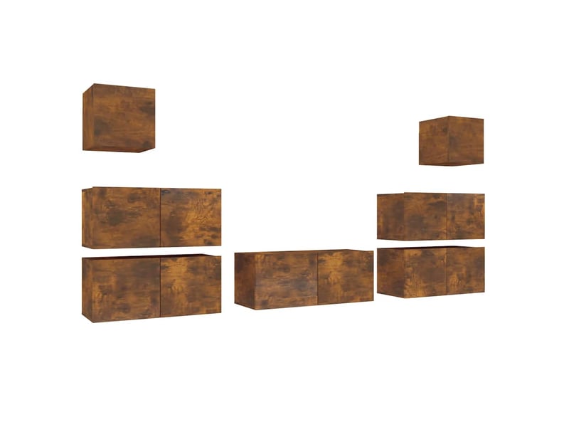  Ensemble de meubles tv 7 pcs chêne fumé bois d'ingénierie shl60487  - Conforama A