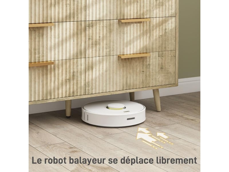  Commode 6 tiroirs scandinave avec poignées et pieds de pin, pour chambre à coucher, salon, couloir, 120x40x76cm, chêne  - Conforama E