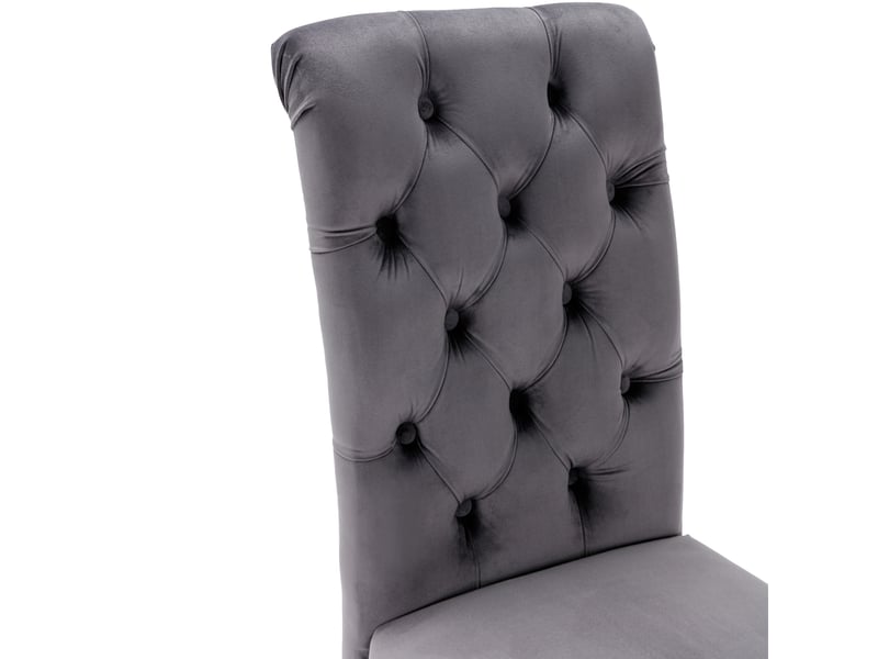  Chaises de salle à manger lot de 4 à dossier capitonné  - pieds en chêne, velours - gris  - Conforama E