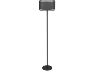 Lampadaire 33 x 33 x 152,5 cm noir en métal, abat-jour en tissu bicolore et interrupteur au pied