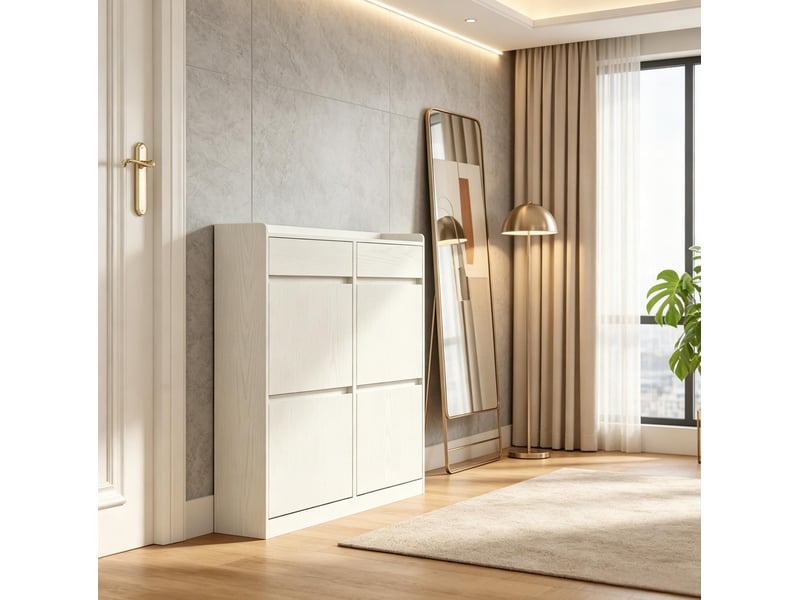  Meuble à chaussures 8 paires avec 4 abattants et tiroirs coulissants homvra  - Conforama D