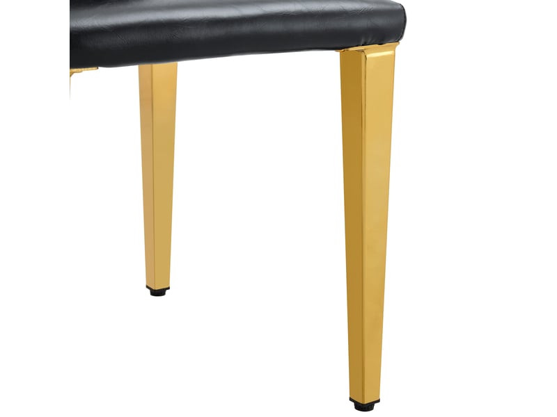  Lot de 6 chaises de salle à manger 41x48x90 cm métal et polyuréthane (pu) noir et doré  - Conforama D