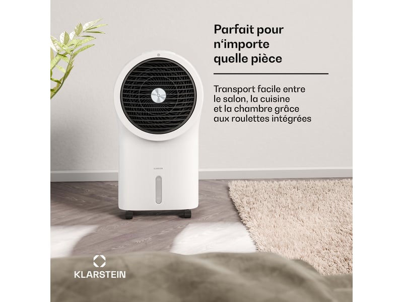 Klarstein whirlwind rafraîchisseur d'air 320 m³h 6l 30 m² 2 pains de glace 3 modes 60w blanc  - Conforama C