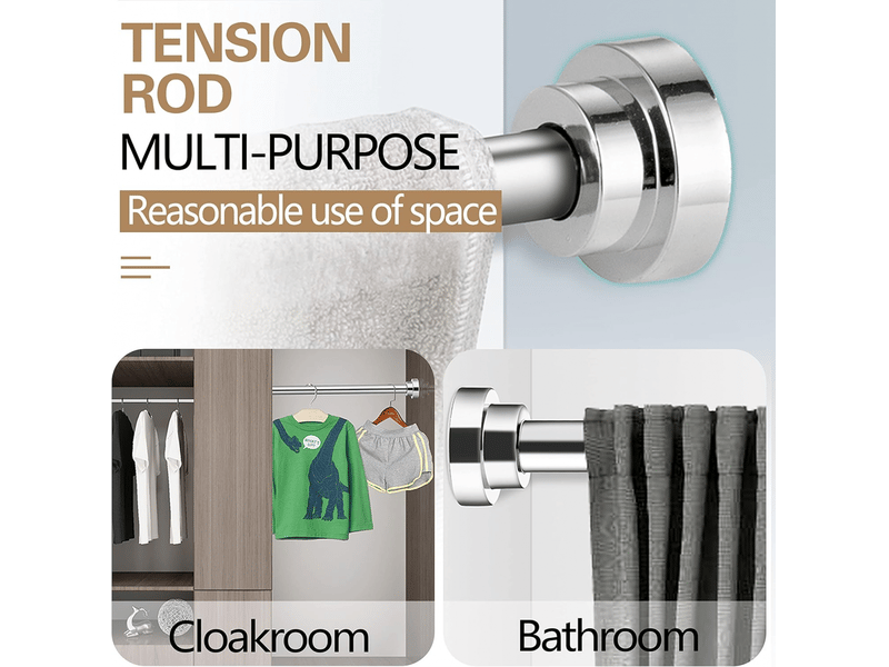  Tringle à vêtements télescopique, tringle à rideau de douche, tringle à rideaux, tringle télescopique réglable antirouille (argentée  - Conforama E