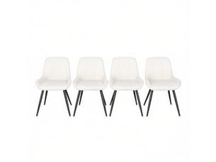 Lot de 4 chaises de bureau et cuisine - assise rembourrée, dossier haut, fonctionnelles, style moderne