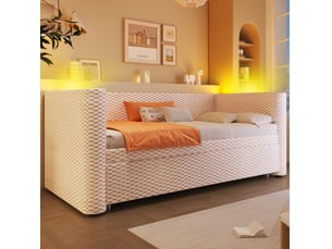 Lit gigogne 90x190/200 cm OKWISH coloris beige