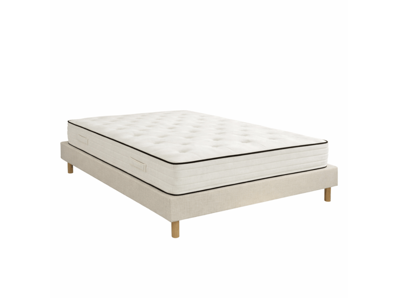 Ensemble essenzia grand palais 3000 + sommier tradition graphic 19 cm + pieds 180x200 beige ressorts - Conforama D