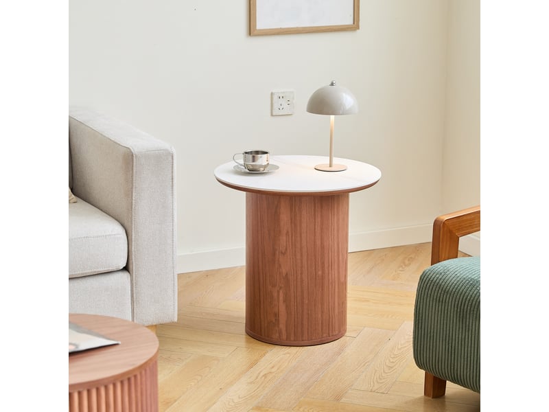  Nordlys - table appoint bout de canapé en bois noyer marron  - Conforama B