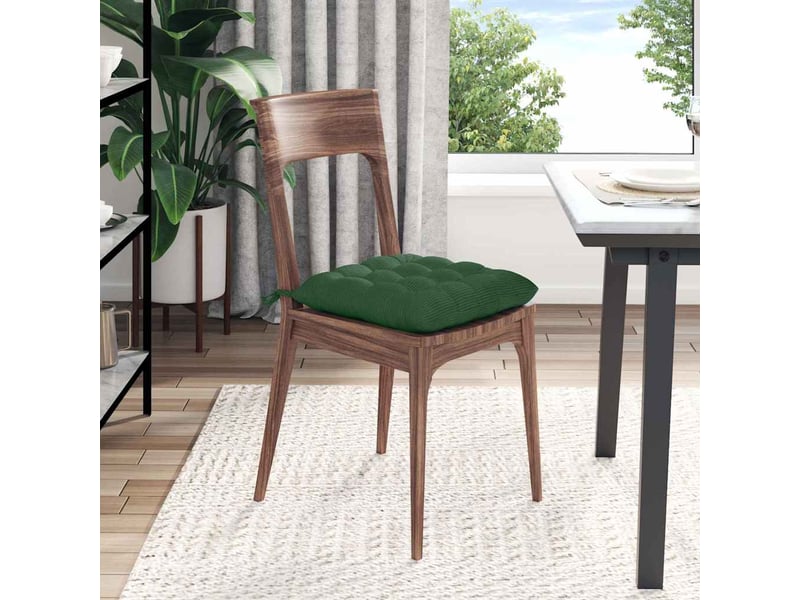  Lot de 4 coussins de siège, coussins décoratifs tissu en velours côtelé vert foncé cf59997  - Conforama D