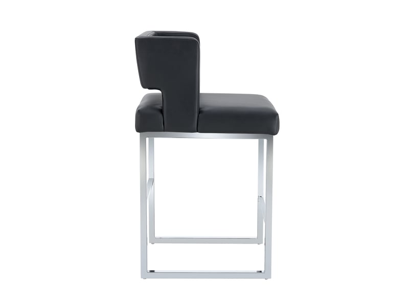  Lot de 2 tabourets de bar en similicuir pu noir et pieds en métal W3658P358554 - Conforama B
