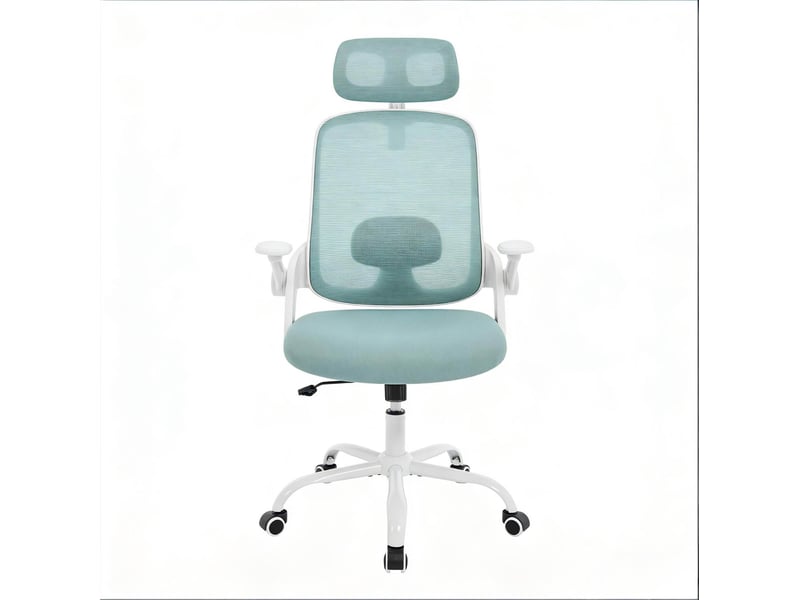  Chaise de bureau ergonomique 63,5 x 47 cm – bleue – appui-tête réglable, accoudoirs 3d et bascule  - Conforama D